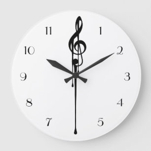 Grande Horloge Ronde MELTPOINT WHITE Black G Clef Numéros personnalisés