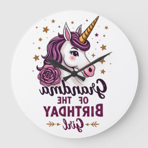 Grande Horloge Ronde Mémé vintage de la licorne Flora de la fille d'ann