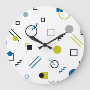Grande Horloge Ronde Memphis, cool, tendance, art géométrique moderne