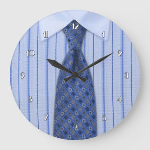 Grande Horloge Ronde Mens Blue Shirt and Tie Novelty Wall Clock