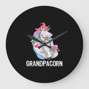 Grande Horloge Ronde Mens Grandpacorn Unicorn Grand-Père Et Grand-Fils