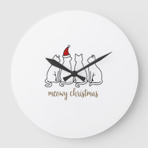 Grande Horloge Ronde Meowy Catmas Chat Noël Mignon Chatons Chats Père N