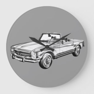 Grande Horloge Ronde Mercedes Benz 280 SL Illustration convertible