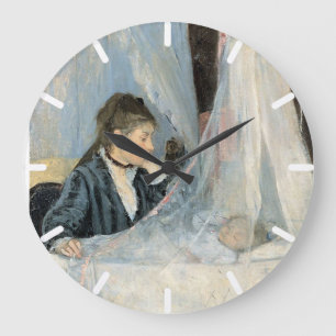 Grande Horloge Ronde Mère impressionniste observant le sommeil de l'enf