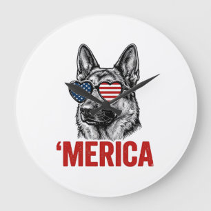 Grande Horloge Ronde Merica Berger Allemand Drapeau Lunettes de Soleil 