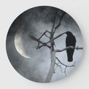Grande Horloge Ronde Merle et le croissant de lune