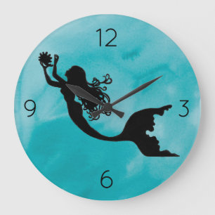 Grande Horloge Ronde Mermaid Clock - blue