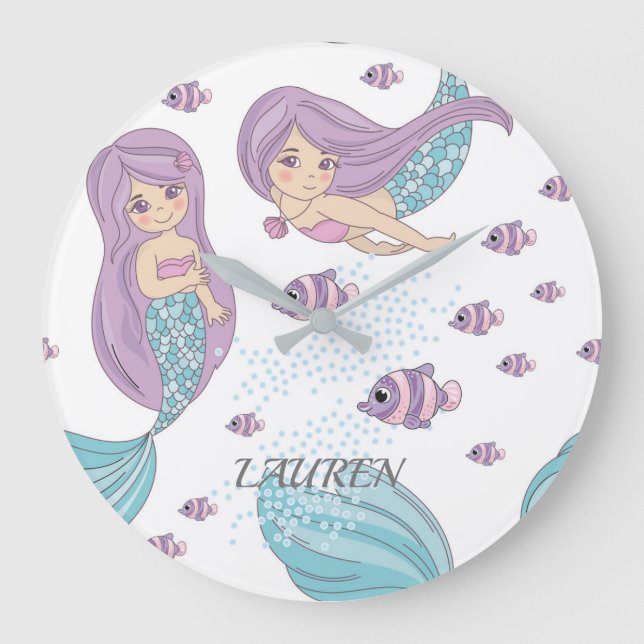 Grande Horloge Ronde Mermaid Imaginaire Art (Recto)