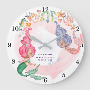 Grande Horloge Ronde MERMAIDS Personnalisées