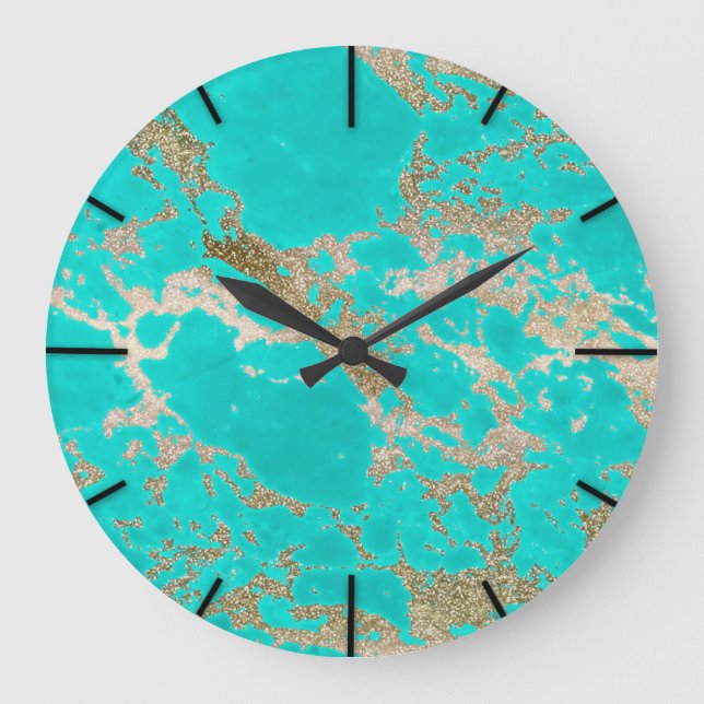 Grande Horloge Ronde Merveilleux marbre de parties scintillant moderne  (Recto)