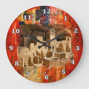 Grande Horloge Ronde Mesa Verde Adobe Cliffs Southwestern Clock