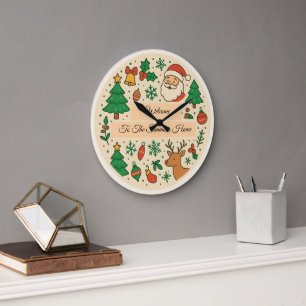Grande Horloge Ronde Message personnalisé Noël