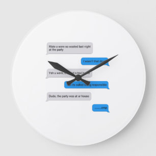 Grande Horloge Ronde Message texte amusant