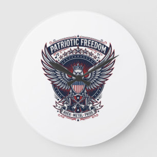 Grande Horloge Ronde Metal Ailes Patriotiques Musique Patriotique Rock