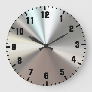 Grande Horloge Ronde Métal argenté artistique