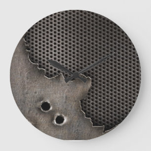 Grande Horloge Ronde Métal avec l'arrière - plan de trous de balle