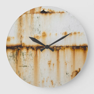 Grande Horloge Ronde Métal blanc rouillé : surface texturée