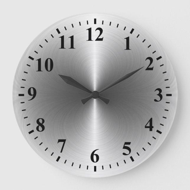 Grande Horloge Ronde Métal en acier inoxydable (Recto)