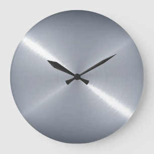 Grande Horloge Ronde Métal en acier inoxydable métallique