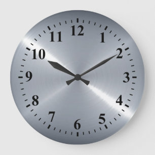 Grande Horloge Ronde Métal en acier inoxydable métallique