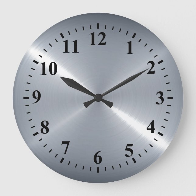 Grande Horloge Ronde Métal en acier inoxydable métallique (Recto)