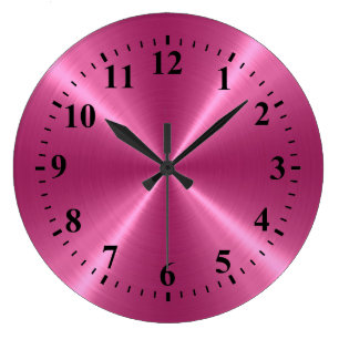 Grande Horloge Ronde Métal en acier inoxydable rose