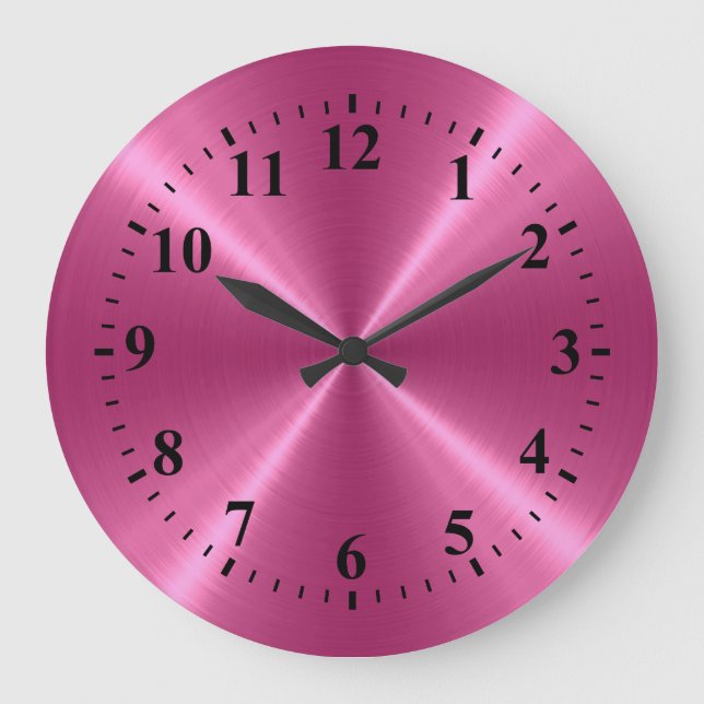 Grande Horloge Ronde Métal en acier inoxydable rose (Recto)