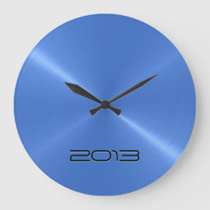 Grande Horloge Ronde Metal Light Blue Stainless