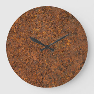 Grande Horloge Ronde Métal rouillé : Esthétique en fer texturé.