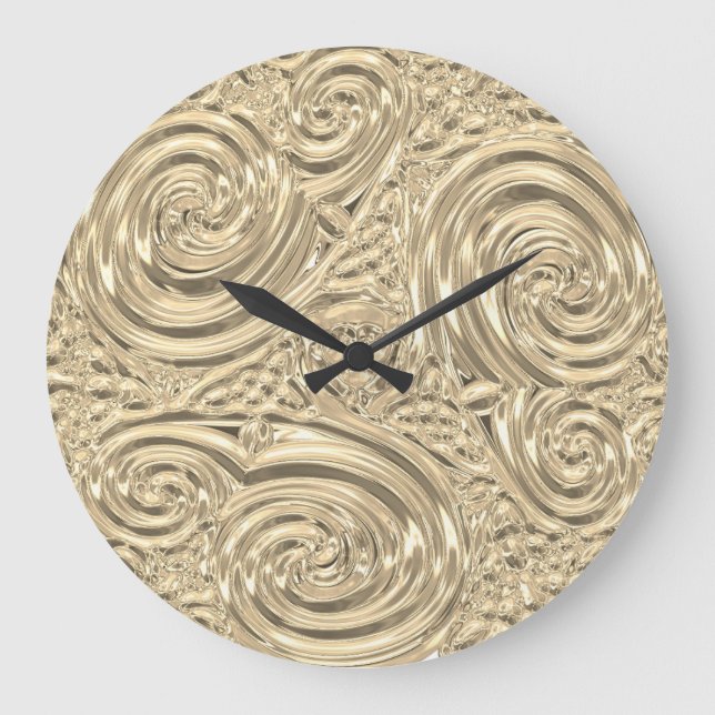Grande Horloge Ronde Métallo or élégant victorien nouveau (Recto)