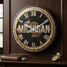 Michigan Luxury Diamond Paved Script Marble