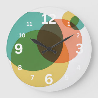 Grande Horloge Ronde Mid-Century Modern Geometric Circles Retro Abstrac