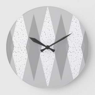 Grande Horloge Ronde Mid Century Modern Grey Argyle Round Wall Clock