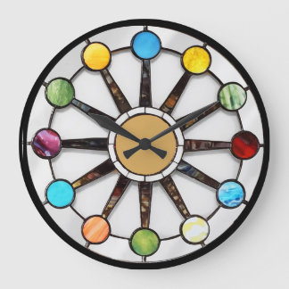 Grande Horloge Ronde Midcentury stained glass clock