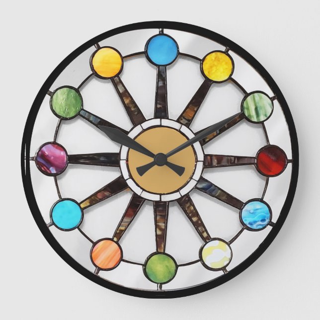 Grande Horloge Ronde Midcentury stained glass clock (Recto)