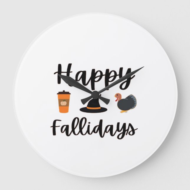 Grande Horloge Ronde Mignon saison d'automne Joyeux Fallidays Action de (Recto)