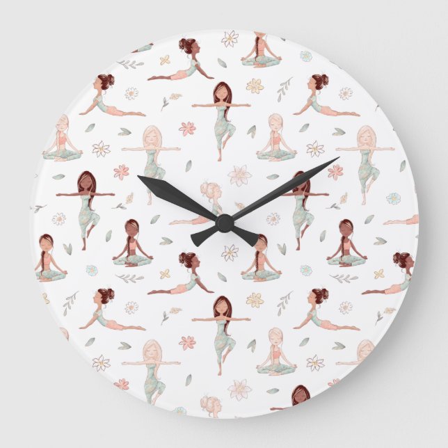 Grande Horloge Ronde Mignonne Girls Zen Yoga Méditation Spirituelle Nam (Recto)