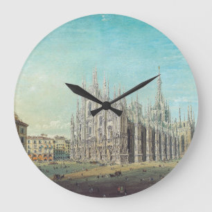 Grande Horloge Ronde Milan Piazza del Duomo années 1850 par Carlo Bosso