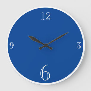 Grande Horloge Ronde Milieu moderne Blue Solid color Basic minimalist