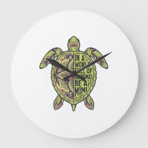 Grande Horloge Ronde Mimi Grand-mère Tortue de mer Vintage floral shirt