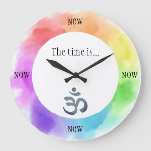 Grande Horloge Ronde Mindfulness Clock with Chakra & OM Background
