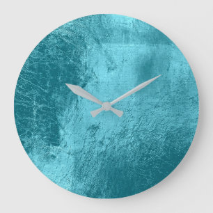 Grande Horloge Ronde Minimal gris en verre métallique de Tiffany d'Aqu