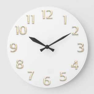 Grande Horloge Ronde Minimalisme blanc Gold Effet 3D