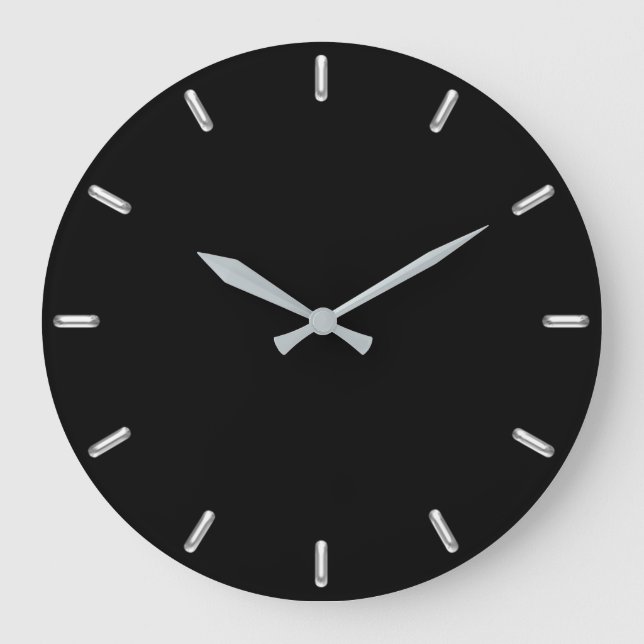 Grande Horloge Ronde Minimalisme gris argent Noir noir élégant (Recto)