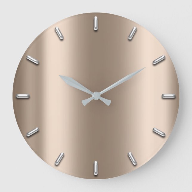 Grande Horloge Ronde Minimalisme gris argenté Icône profond (Recto)