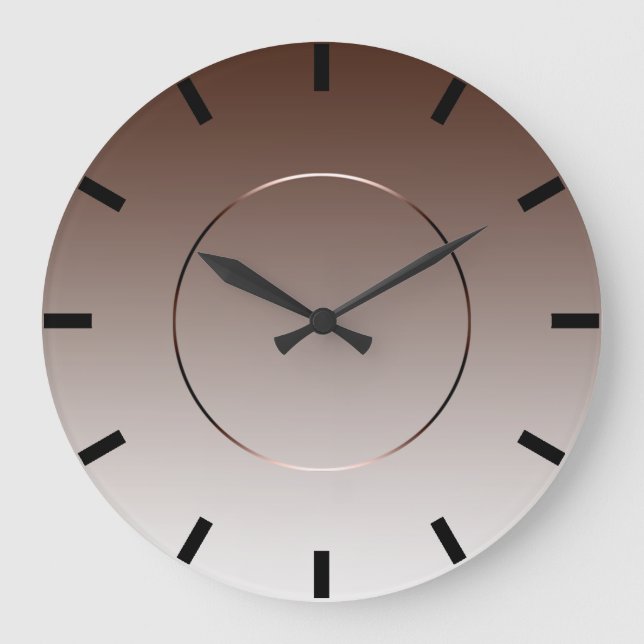 Grande Horloge Ronde Minimalisme moderne Café Brown Black Ombre (Recto)