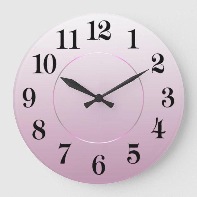 Grande Horloge Ronde Minimalisme moderne Chiffres arabes roses noires (Recto)