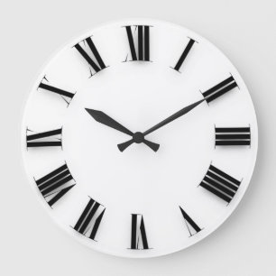 Grande Horloge Ronde Minimalisme moderne Chiffres noirs blancs romains