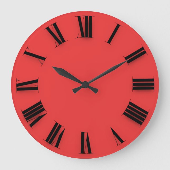 Grande Horloge Ronde Minimalisme moderne Chiffres noirs rouges romains (Recto)
