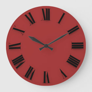 Grande Horloge Ronde Minimalisme moderne Chiffres noirs rouges romains